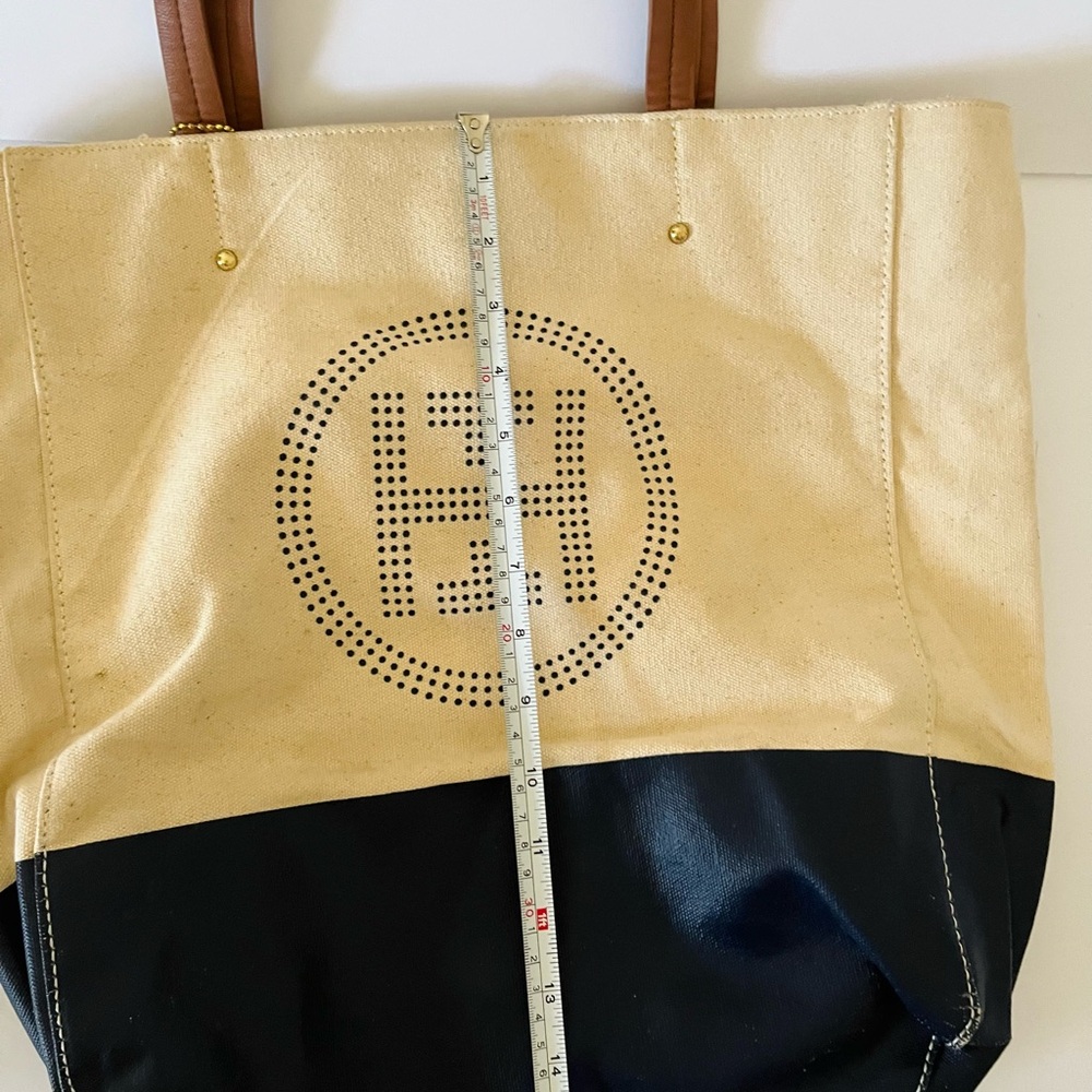 Tommy Hilfiger Canvas & Vinyl Tote Bag Travel Bag Tommy Hilfiger Bag gold charm - Picture 16 of 16